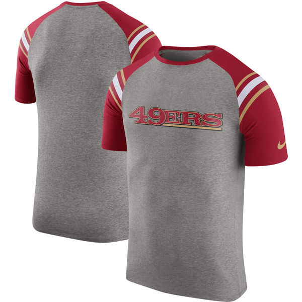 San Francisco 49ers Nike Enzyme Shoulder Stripe Raglan T-Shirt Heathered Gray