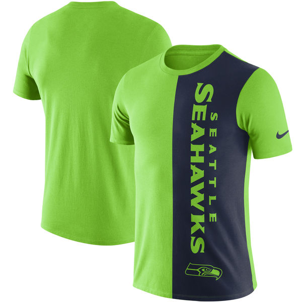 Seattle Seahawks Nike Coin Flip Tri Blend T-Shirt Neon Green/College Navy