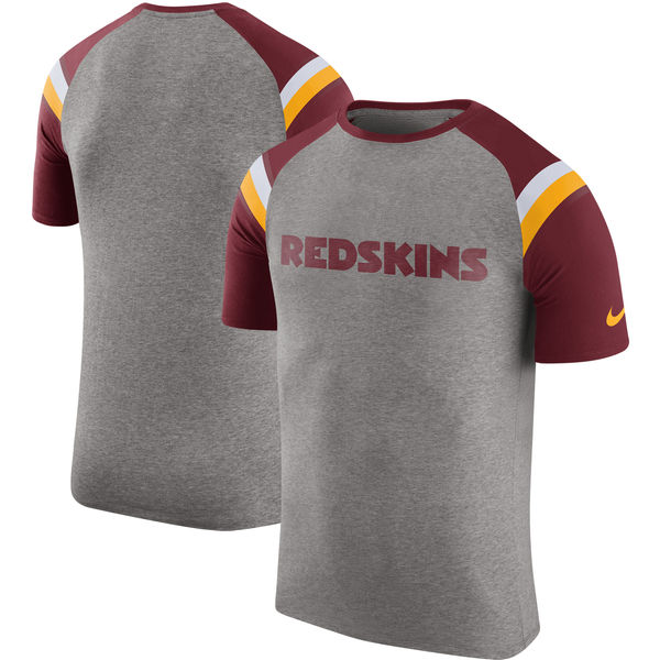 Washington Redskins Nike Enzyme Shoulder Stripe Raglan T-Shirt Heathered Gray