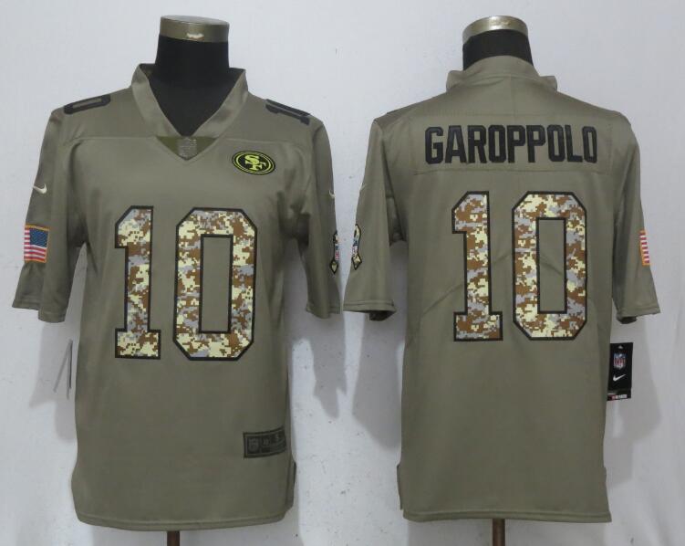 Nike 49ers 10 Jimmy Garoppolo Olive Camo Salute To Service Limited Jersey