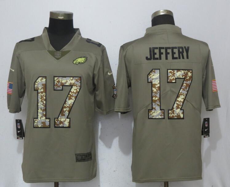 Nike Eagles 17 Alshon Jeffery Olive Camo Salute To Service Limited Jersey - Click Image to Close