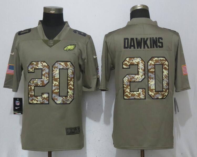 Nike Eagles 20 Brian Dawkins Olive Camo Salute To Service Limited Jersey