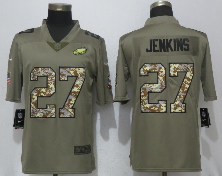 Nike Eagles 27 Malcolm Jenkins Olive Camo Salute To Service Limited Jersey