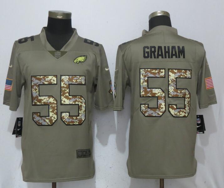 Nike Eagles 55 Brandon Graham Olive Camo Salute To Service Limited Jersey - Click Image to Close
