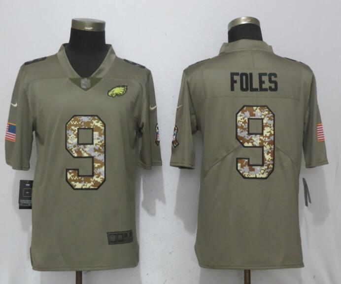 Nike Eagles 9 Nick Foles Olive Camo Salute To Service Limited Jersey