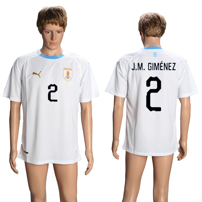 Uruguay 2 J.M. GIMENEZ Away 2018 FIFA World Cup Thailand Soccer Jersey
