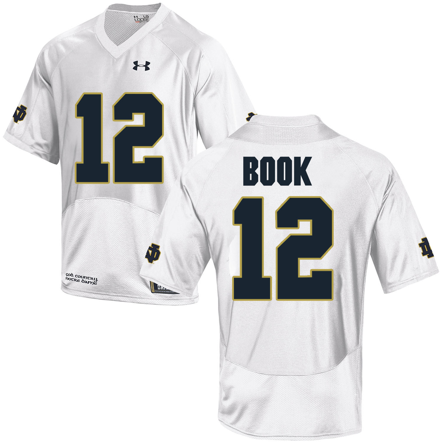 Notre Dame Fighting Irish 12 Ian Book White College Football Jersey - Click Image to Close
