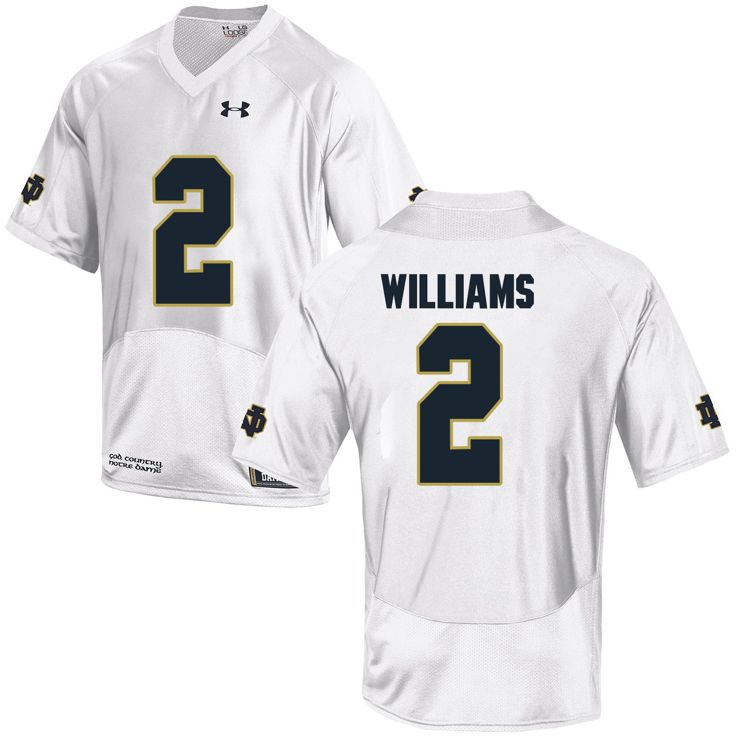 Notre Dame Fighting Irish 2 Dexter Williams White College Football Jersey - Click Image to Close