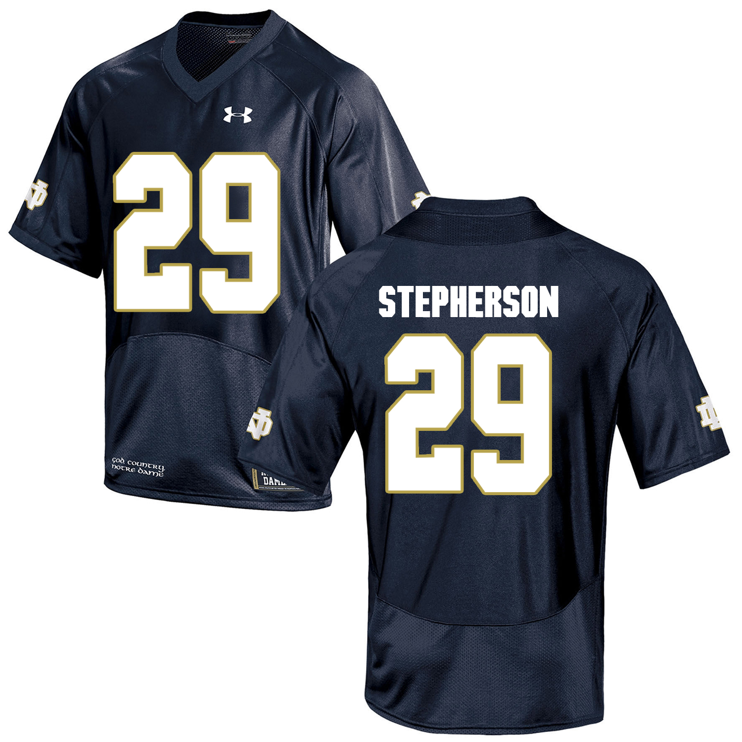 Notre Dame Fighting Irish 29 Kevin Stepherson Navy College Football Jersey - Click Image to Close