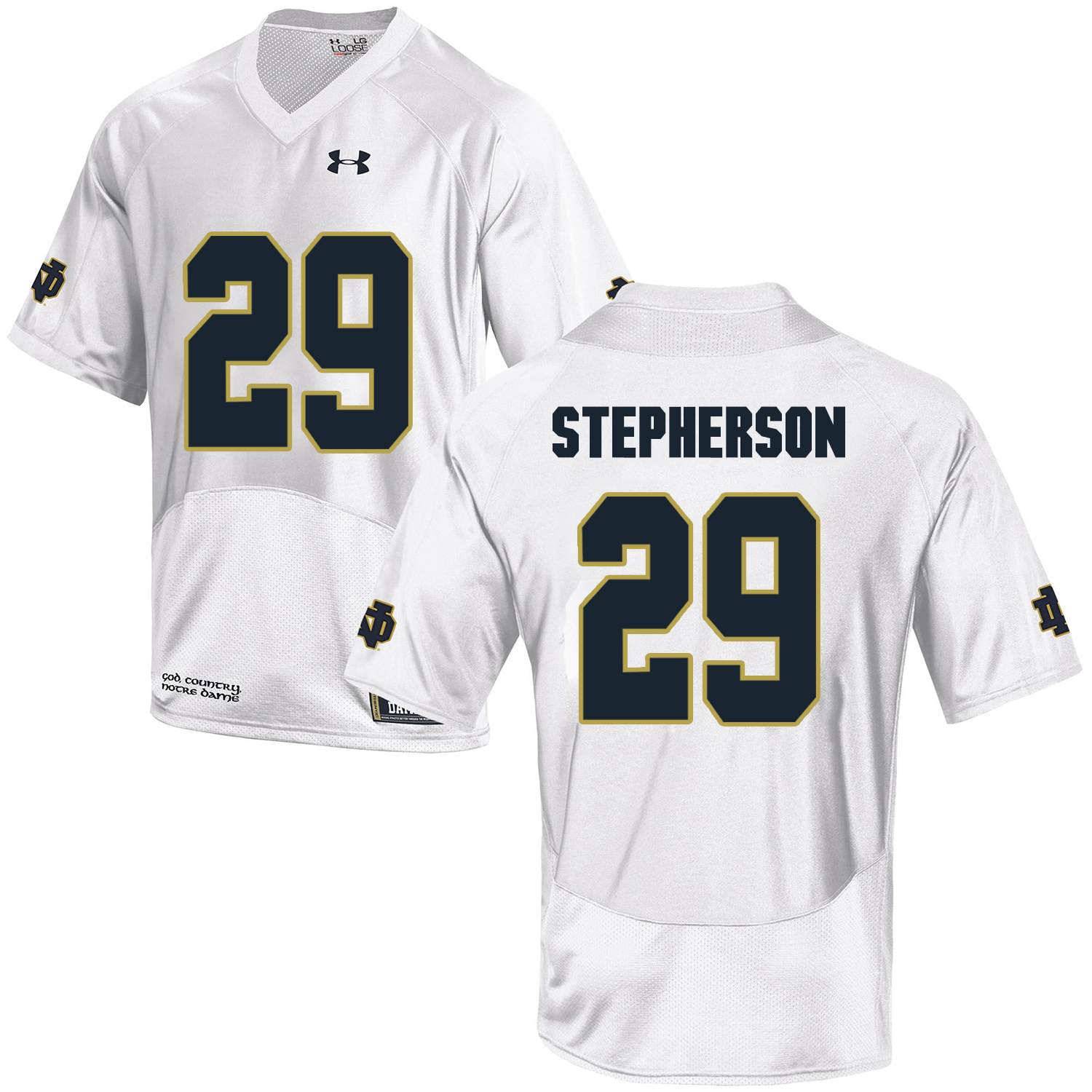 Notre Dame Fighting Irish 29 Kevin Stepherson White College Football Jersey - Click Image to Close