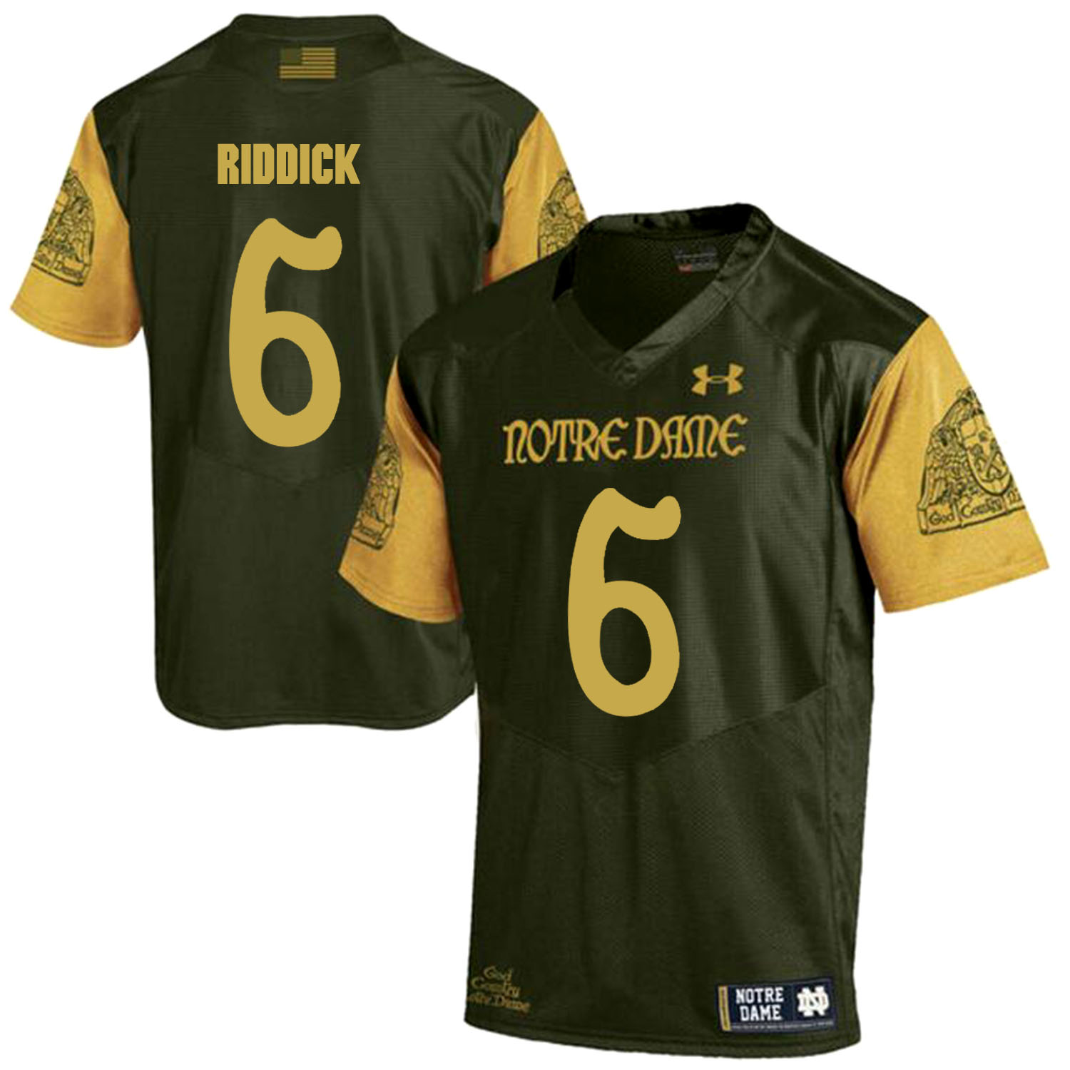 Notre Dame Fighting Irish 6 Theo Riddick Olive Green College Football Jersey - Click Image to Close