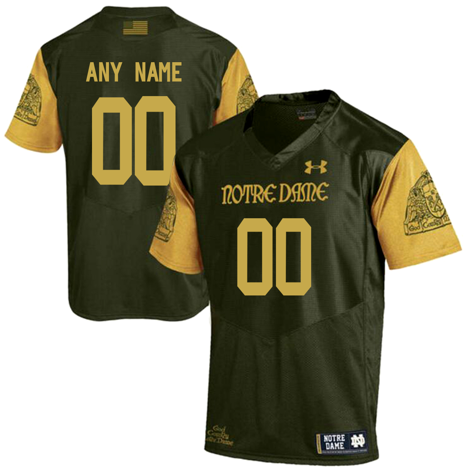 Notre Dame Fighting Irish Olive Green Men's Customized College Football Jersey - Click Image to Close