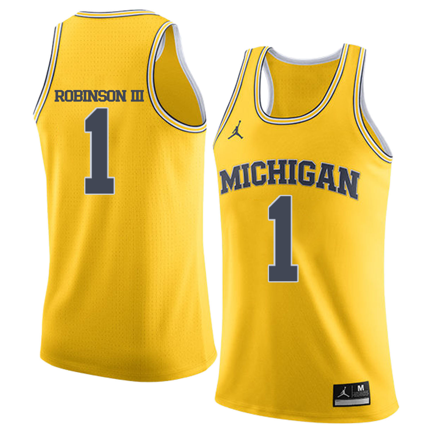 University of Michigan 1 Glenn Robinson III Yellow College Basketball Jersey - Click Image to Close