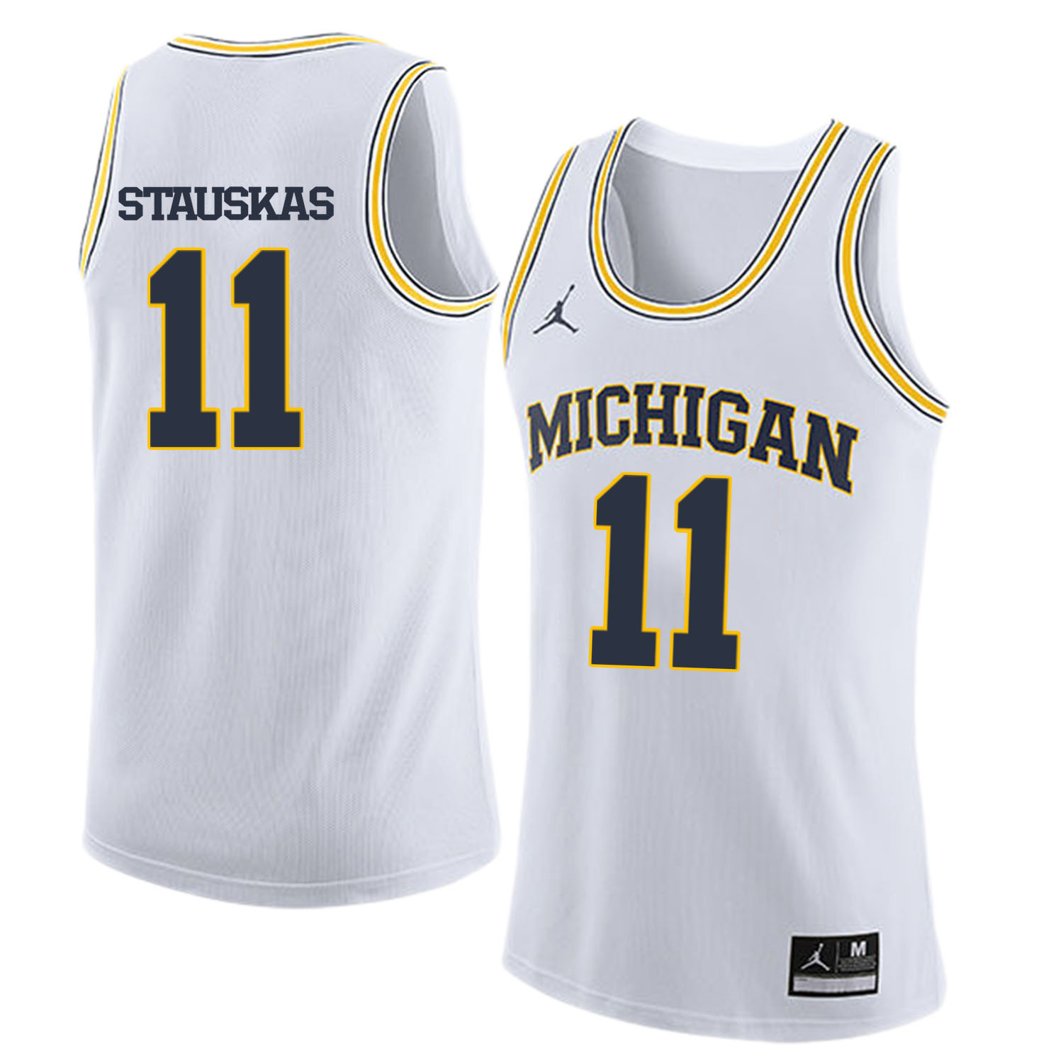 University of Michigan 11 Nik Stauskas White College Basketball Jersey - Click Image to Close