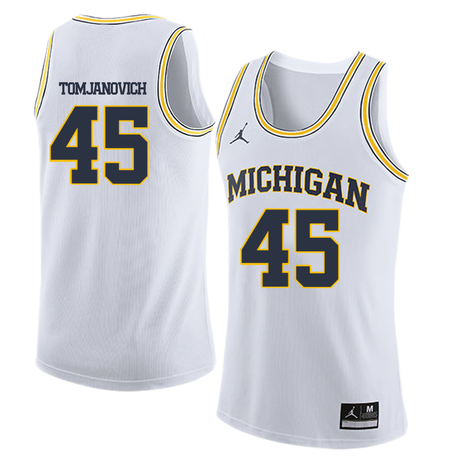 University of Michigan 45 Rudy Tomjanovich White College Basketball Jersey - Click Image to Close