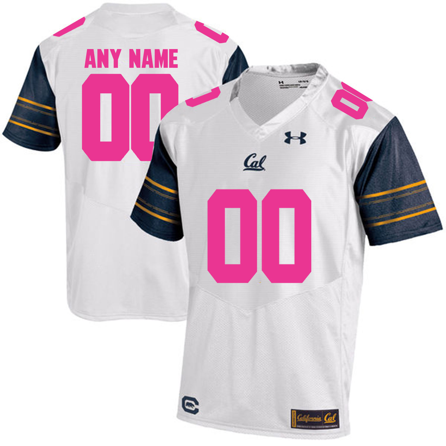 California Golden Bears White Men's Customized 2018 Breast Cancer Awareness College Football Jersey
