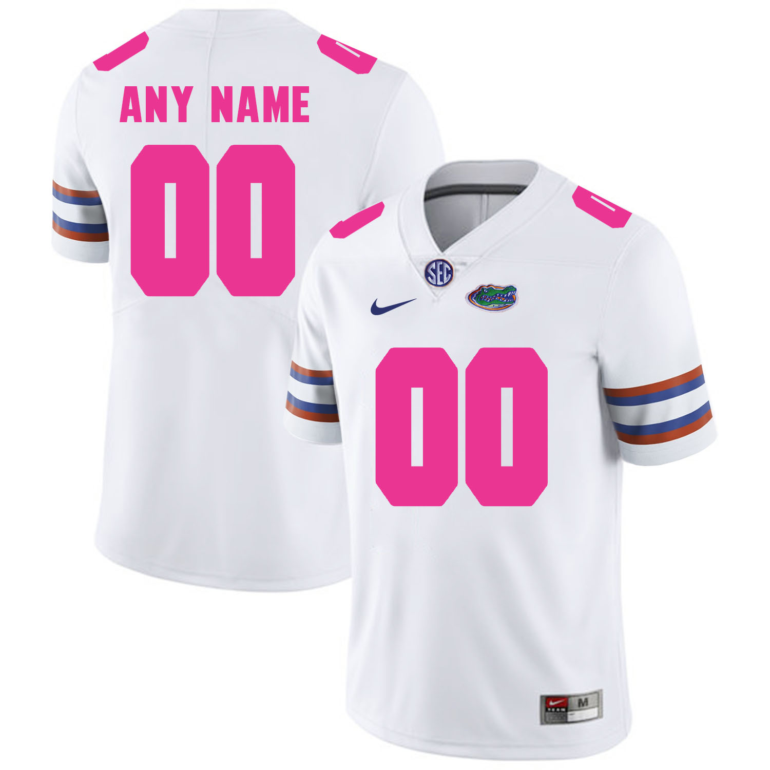 Florida Gators White Men's Customized 2018 Breast Cancer Awareness College Football Jersey