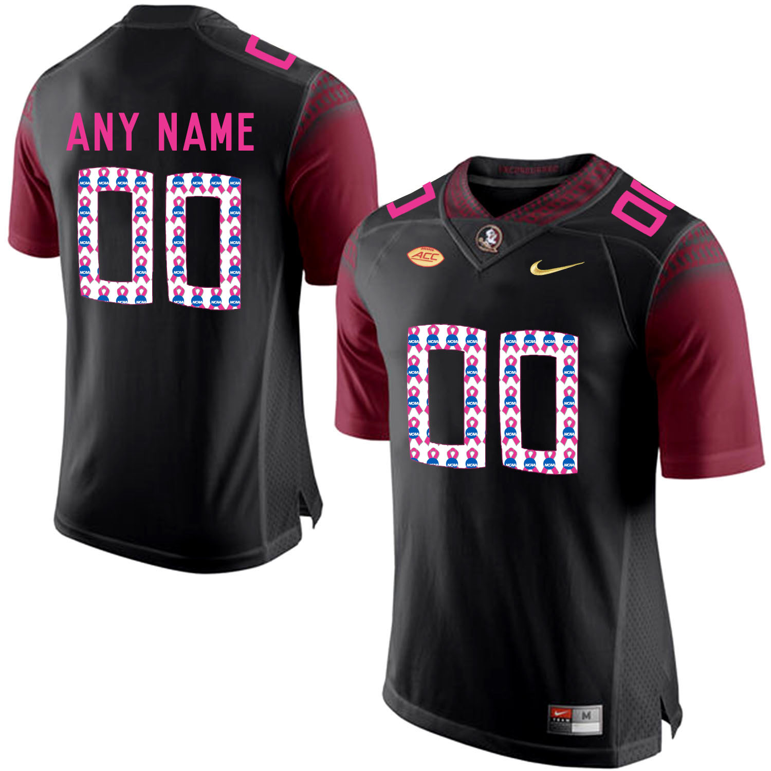 Florida State Seminoles Black Shadow Men's Customized 2018 Breast Cancer Awareness College Football Jersey