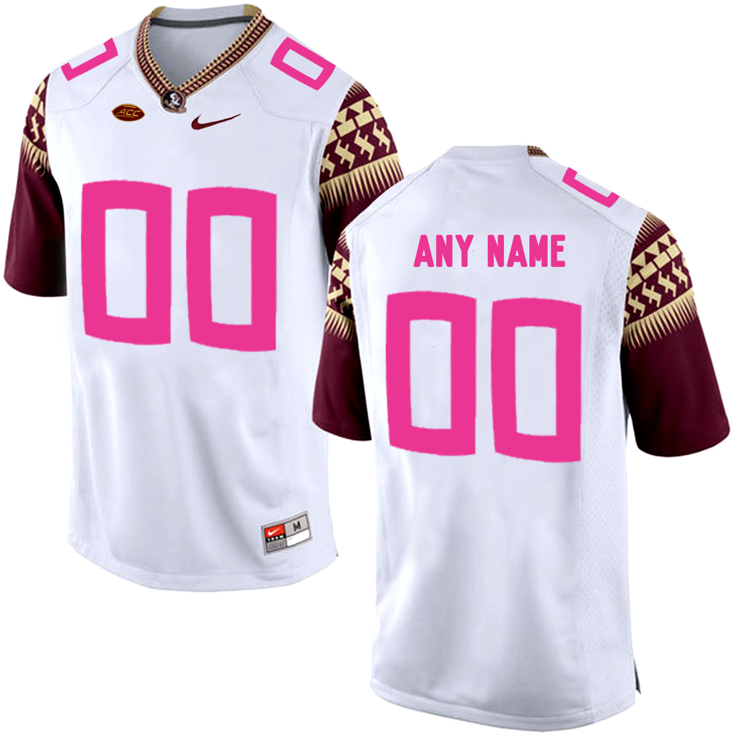 Florida State Seminoles White Men's Customized 2018 Breast Cancer Awareness College Football Jersey