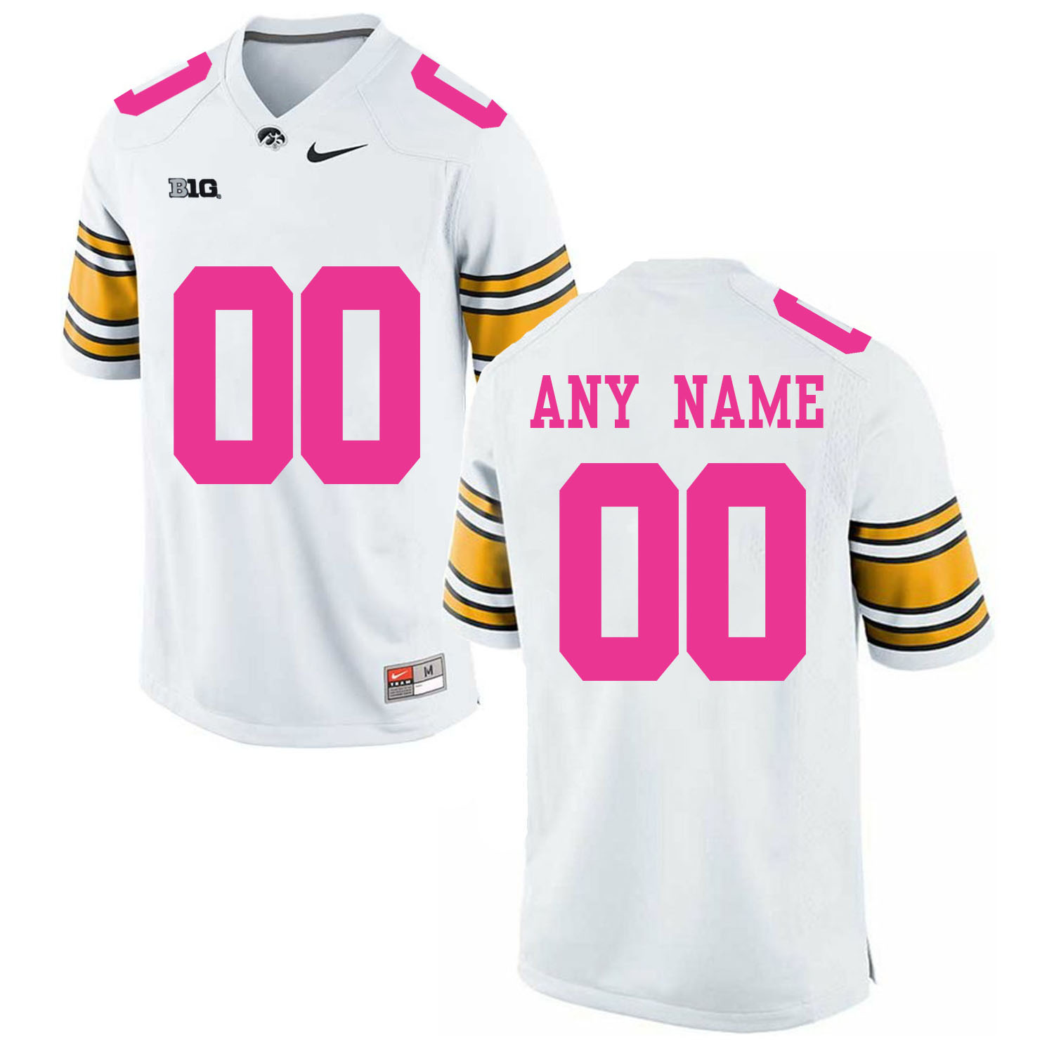 Iowa Hawkeyes White Men's Customized 2018 Breast Cancer Awareness College Football Jersey