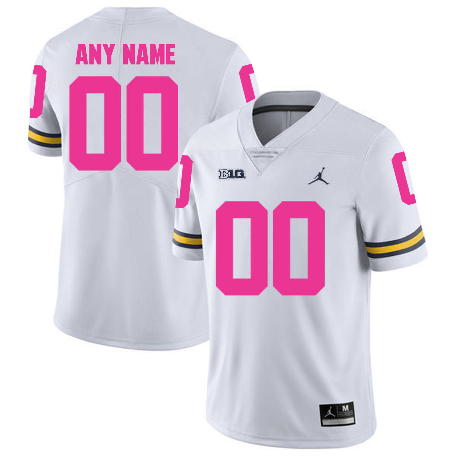 Michigan Wolverines White Men's Customized 2018 Breast Cancer Awareness College Football Jersey