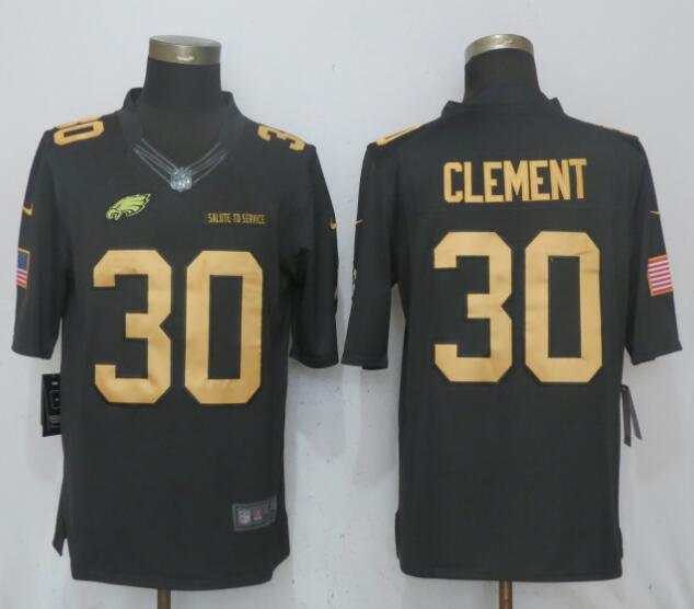 Nike Eagles 30 Corey Clement Anthracite Gold Salute To Service Limited Jersey