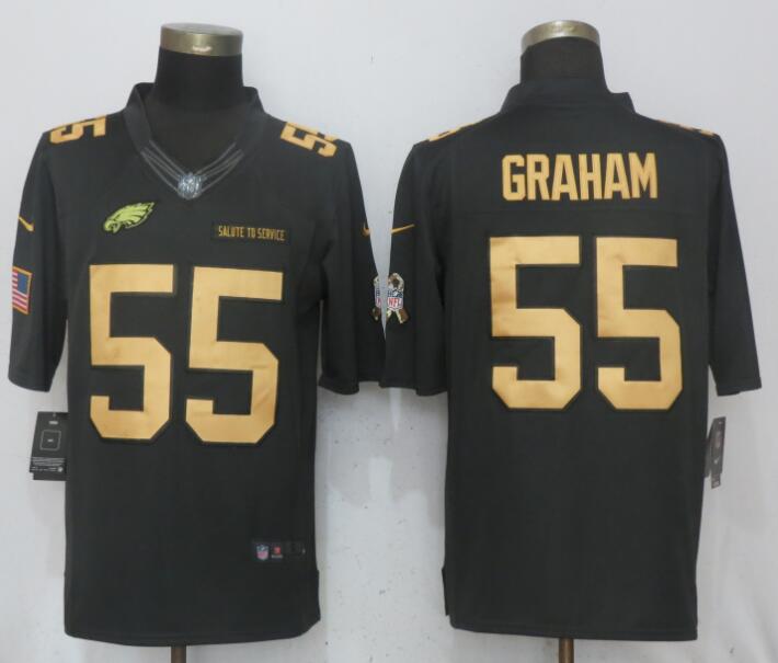 Nike Eagles 55 Brandon Graham Anthracite Gold Salute To Service Limited Jersey