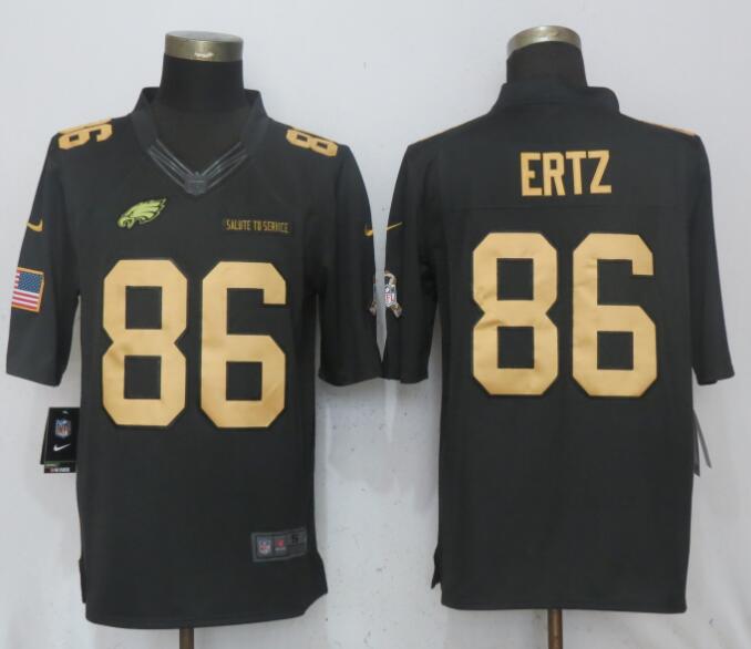Nike Eagles 86 Zach Ertz Anthracite Gold Salute To Service Limited Jersey