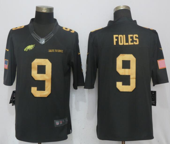 Nike Eagles 9 Nick Foles Anthracite Gold Salute To Service Limited Jersey