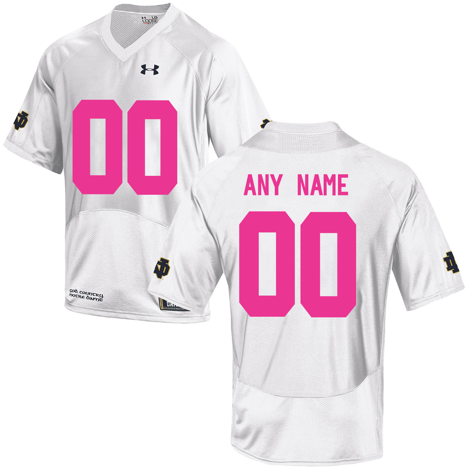 Notre Dame Fighting Irish White Men's Customized 2018 Breast Cancer Awareness College Football Jersey