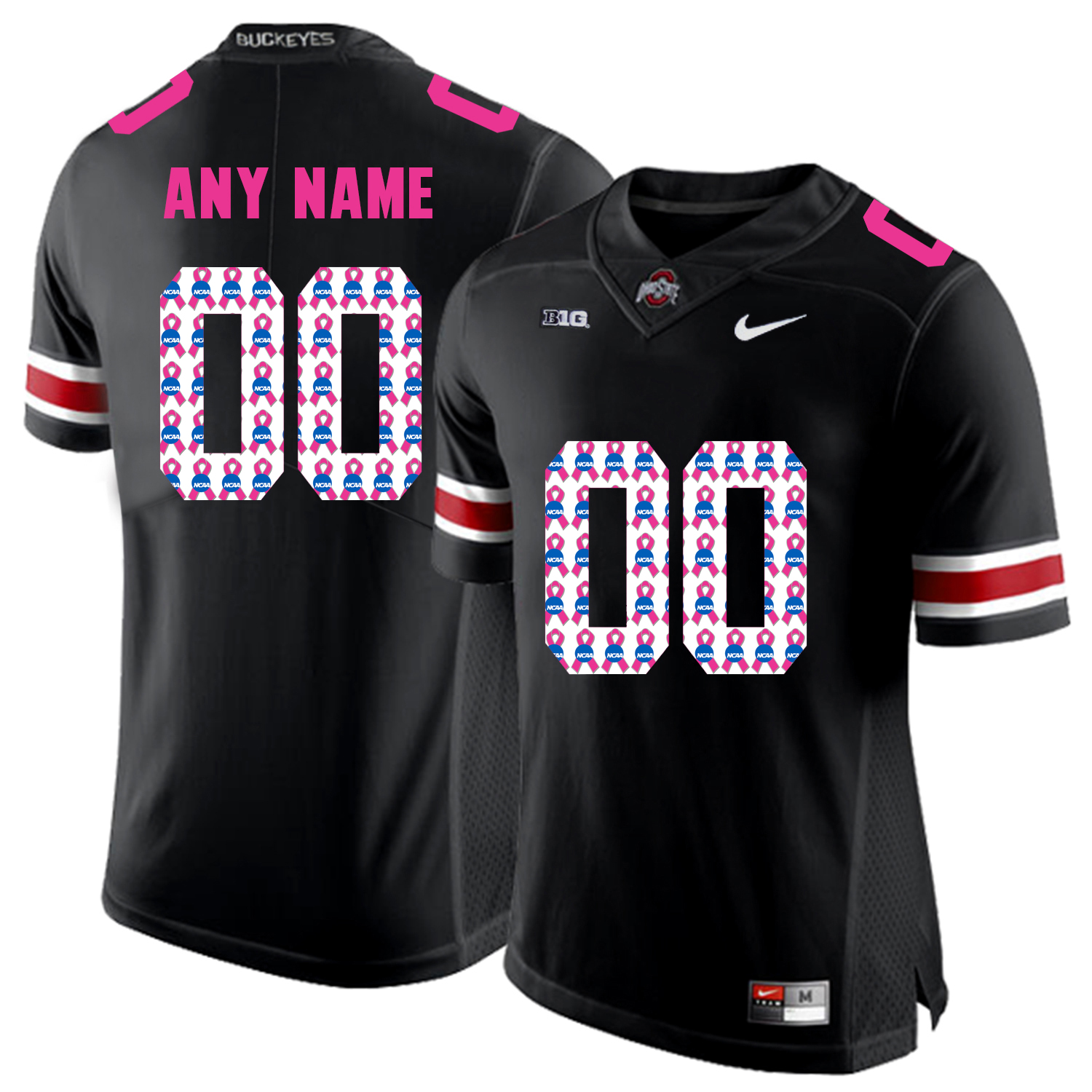 Ohio State Buckeyes Black Shadow Men's Customized 2018 Breast Cancer Awareness College Football Jersey