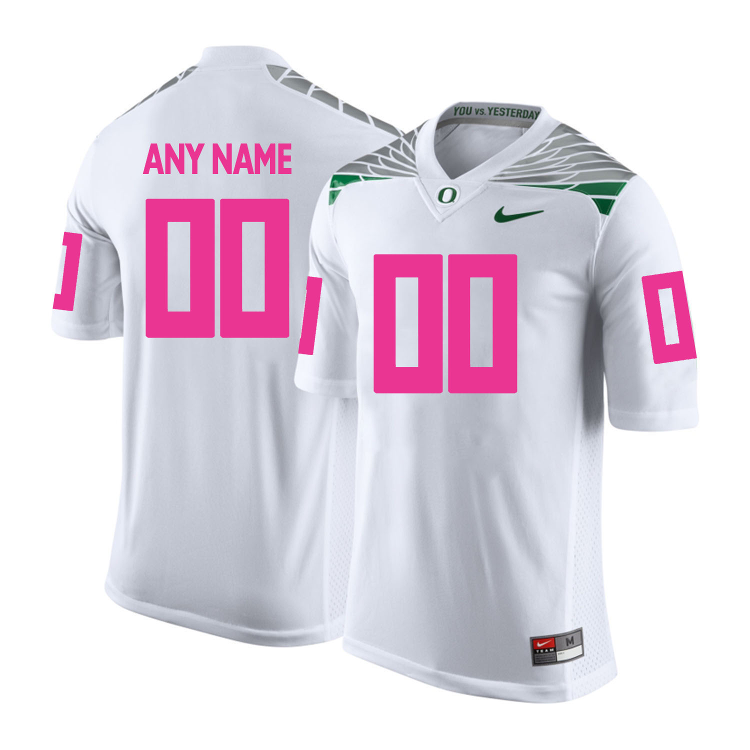 Oregon Ducks White Men's Customized 2018 Breast Cancer Awareness College Football Jersey - Click Image to Close