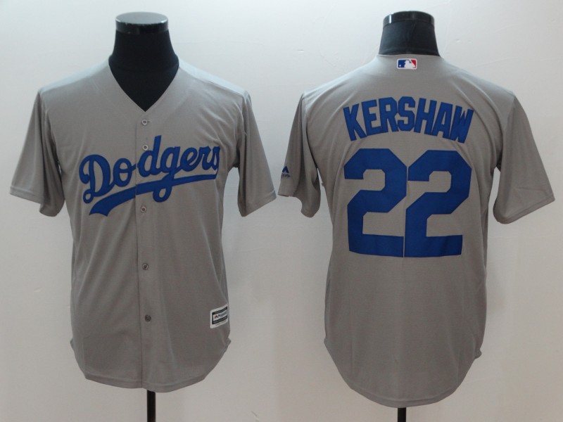 Dodgers 22 Clayton Kershaw Gray Cool Base Jersey - Click Image to Close
