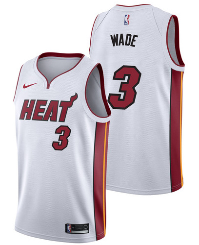 Heat 3 Dwyane Wade White Nike Swingman Jersey