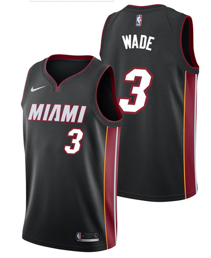 Heat 3 Dwyane Wade Black Nike Swingman Jersey