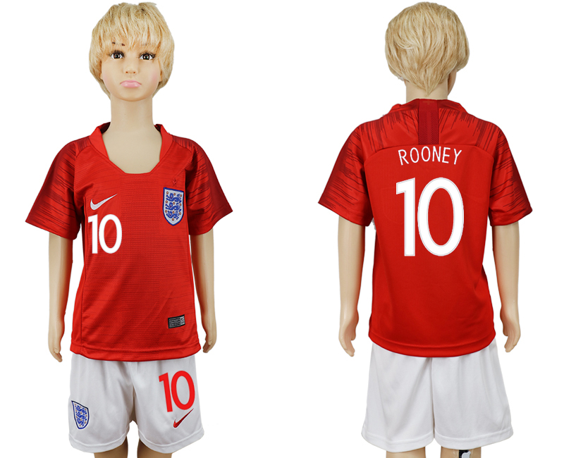 England 10 ROONEY Away Youth 2018 FIFA World Cup Soccer Jersey - Click Image to Close