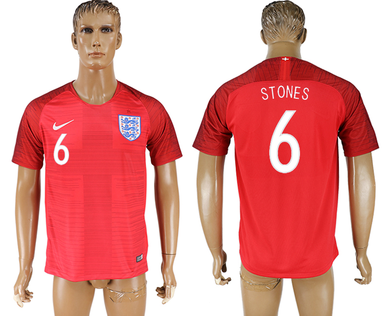 England 6 STONES Away 2018 FIFA World Cup Thailand Soccer Jersey - Click Image to Close