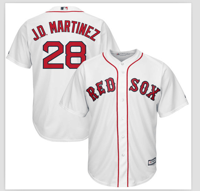 Red Sox 28 J.D. Martinez White Cool Base Jersey - Click Image to Close