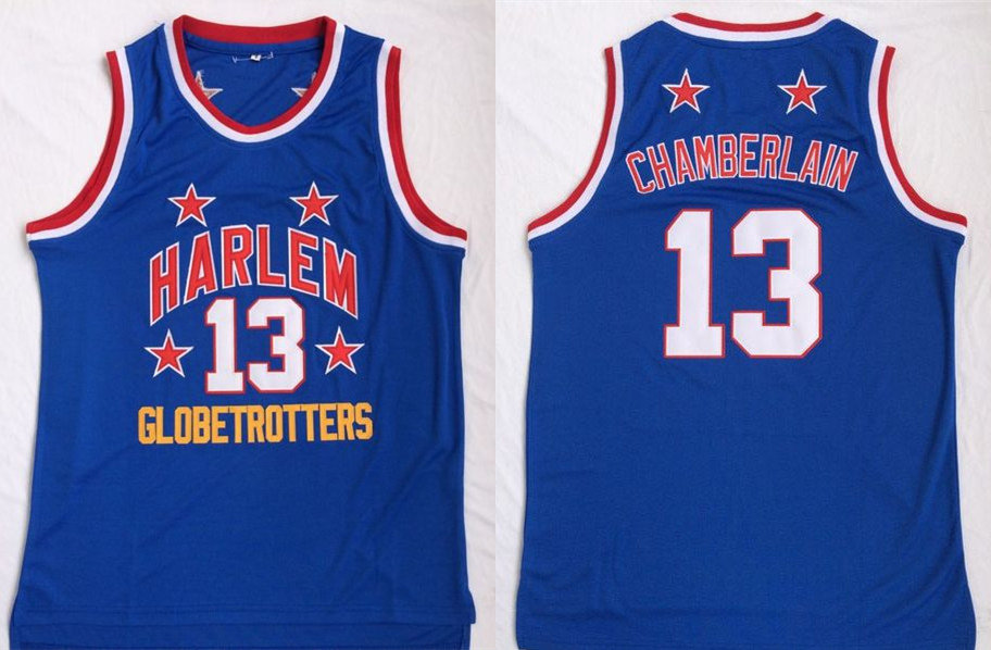 Harlem Globetrotters 13 Wilt Chamberlain Blue Basketball Jersey