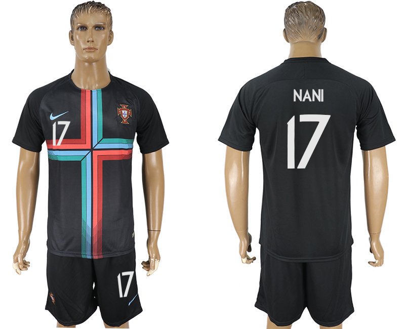 Portugal 17 NANI Black Training 2018 FIFA World Cup Soccer Jersey - Click Image to Close