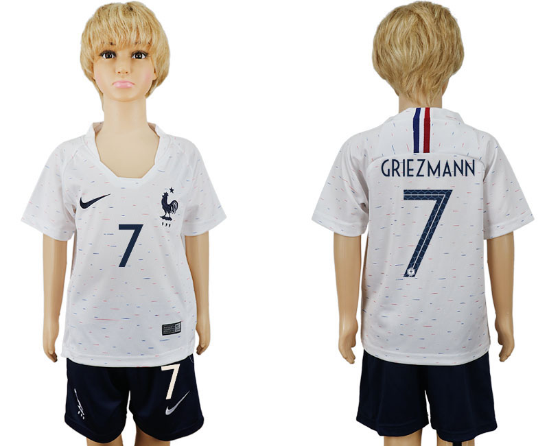France 7 GRIEZMANN Away Youth 2018 FIFA World Cup Soccer Jersey - Click Image to Close
