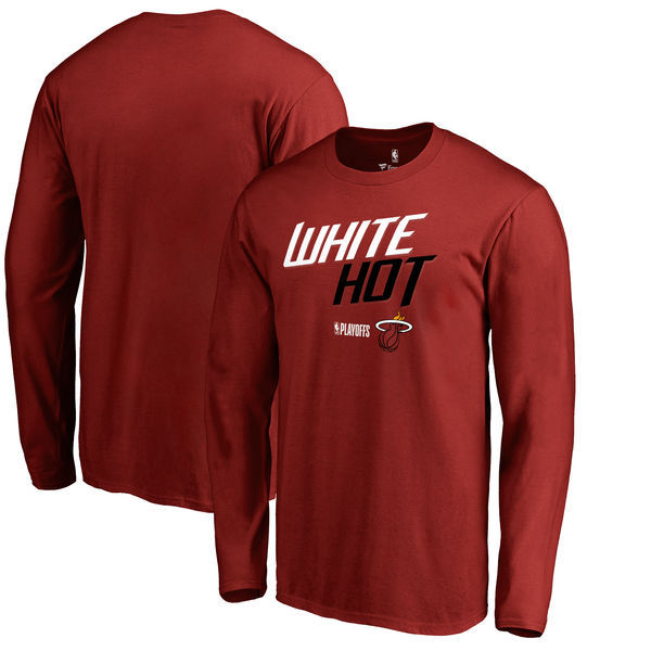 Miami Heat Fanatics Branded 2018 NBA Playoffs Slogan Long Sleeve T-Shirt Cardinal
