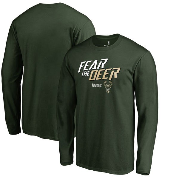 Milwaukee Bucks Fanatics Branded 2018 NBA Playoffs Slogan Long Sleeve T-Shirt Green