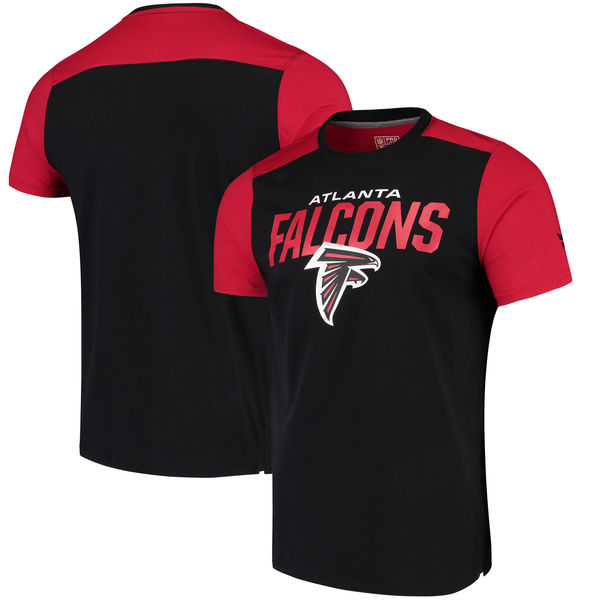 Atlanta Falcons NFL Pro Line by Fanatics Branded Iconic Color Blocked T-Shirt Black Red - Click Image to Close