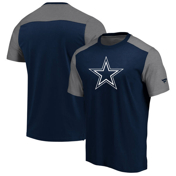 Dallas Cowboys NFL Pro Line by Fanatics Branded Iconic Color Block T-Shirt NavyHeathered Gray - Click Image to Close