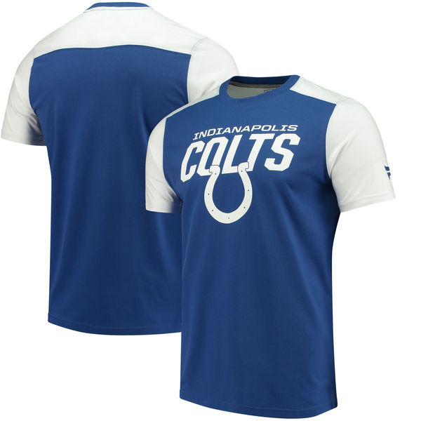 Indianapolis Colts NFL Pro Line by Fanatics Branded Iconic Color Blocked T-Shirt Royal White