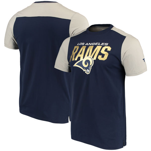Los Angeles Rams NFL Pro Line by Fanatics Branded Iconic Color Blocked T-Shirt Navy Gray - Click Image to Close