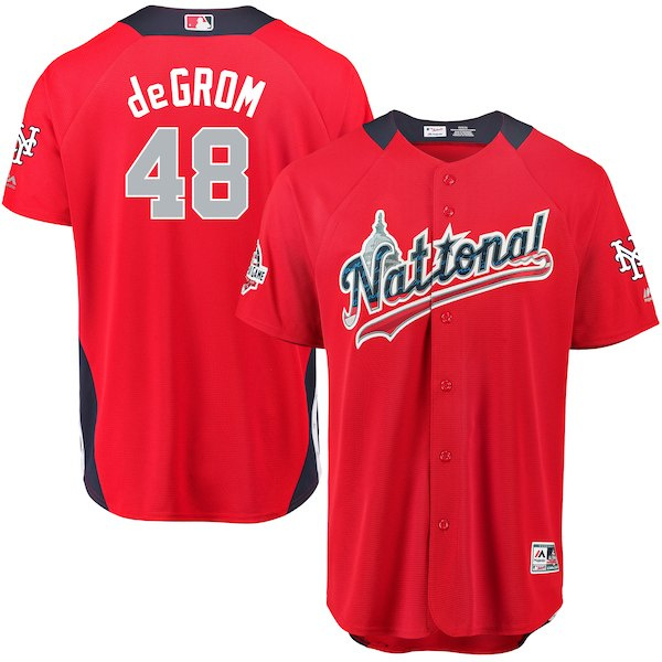 National League 48 Jacob deGrom Red 2018 MLB All-Star Game Home Run Derby Player Jersey