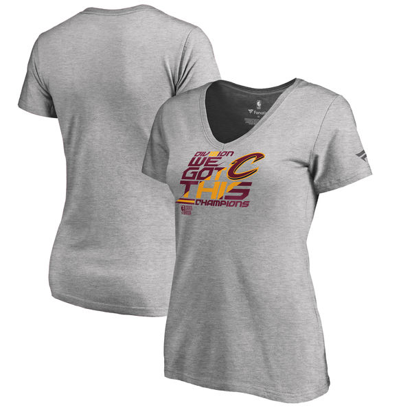 Cleveland Cavaliers Fanatics Branded Women's 2018 NBA Central Division Champions Locker Room V Neck T-Shirt Heather Gray