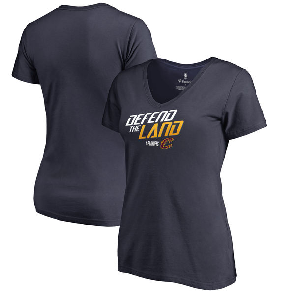 Cleveland Cavaliers Fanatics Branded Women's 2018 NBA Playoffs Slogan Plus Size V Neck T-Shirt Navy